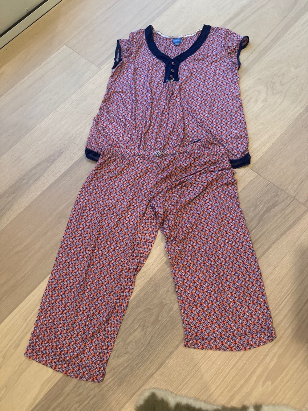 Simply Vera PJs Salmon, Pink, White & Navy print